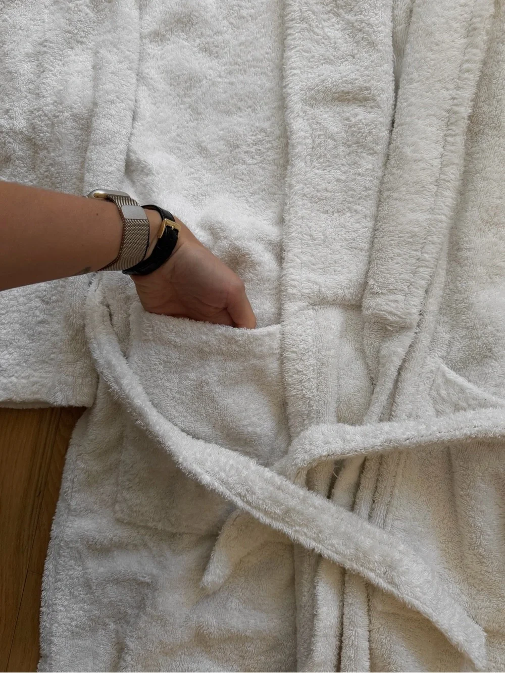 Luxury White Cotton Terry Bathrobe with Shawl Collar